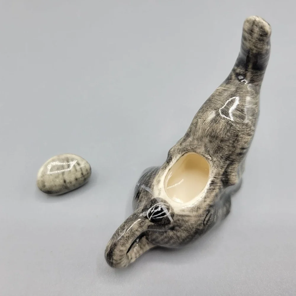 Miniature Ceramic Elephant Figurine With Lid Home Shelf Decor 2.25